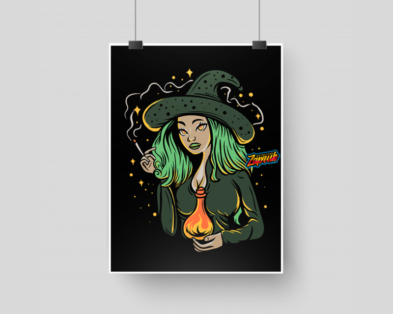 Witch girl illustration Artwork Tshirt Design AI,SVG, PNG