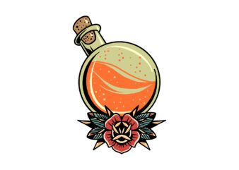 potion and rose t shirt illustration