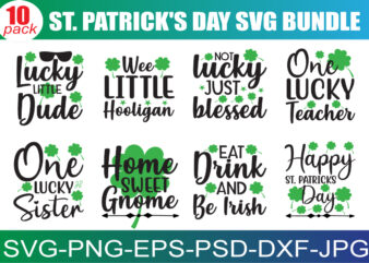 St. Patrick’s Day SVG Bundle, St Patrick’s Day Quotes, Gnome SVG, Rainbow svg, Lucky SVG, St Patricks Day Rainbow, Shamrock,Cut File Cricut t shirt template vector