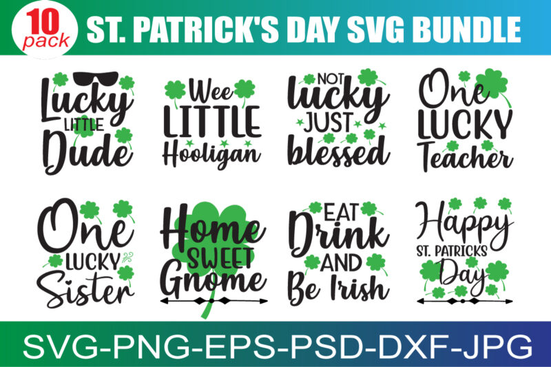 St. Patrick’s Day SVG Bundle, St Patrick’s Day Quotes, Gnome SVG, Rainbow svg, Lucky SVG, St Patricks Day Rainbow, Shamrock,Cut File Cricut