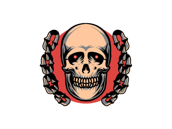 Skull and chains oldschool t shirt template vector