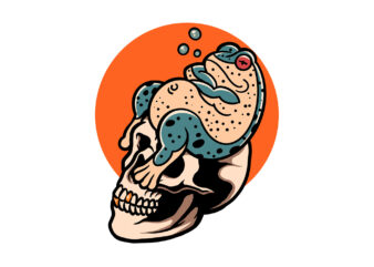 skull and frog