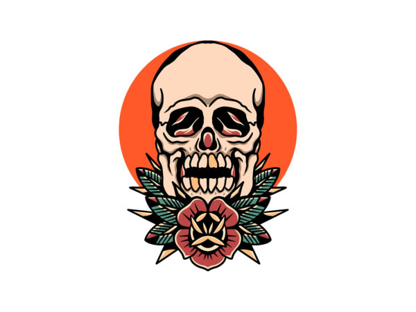 skull and rose tattoo - Buy t-shirt designs