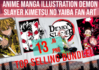 Anime Manga Illustration Demon Slayer Kimetsu No Yaiba Fan Art Parody Top Trending Bundle t shirt vector