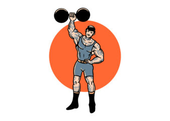 strong man circus t shirt template vector