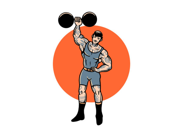 Strong man circus t shirt template vector