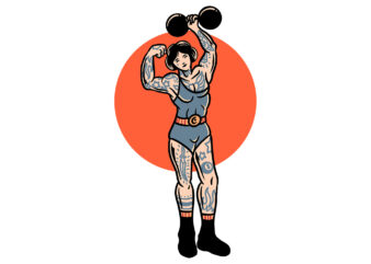strong woman circus t shirt template vector