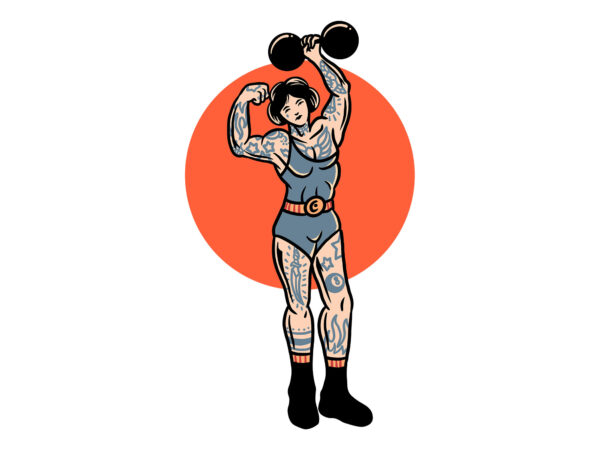 Strong woman circus t shirt template vector