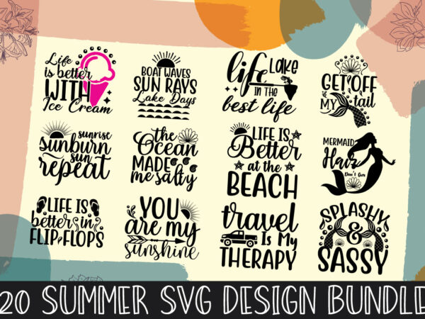 Summer svg bundle t shirt template vector