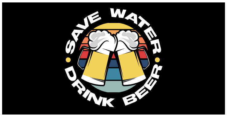 save water drink beer t-shirt retro style design