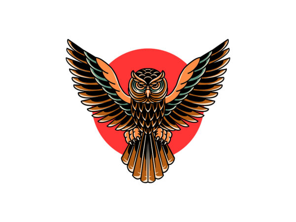 The owl oldschool t shirt designs for sale