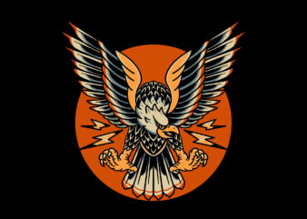 thunder eagle tattoo style t shirt designs for sale