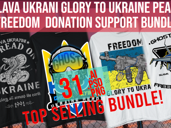 Slava ukrani glory to ukraine peace freedom war donation support bundle t shirt template vector