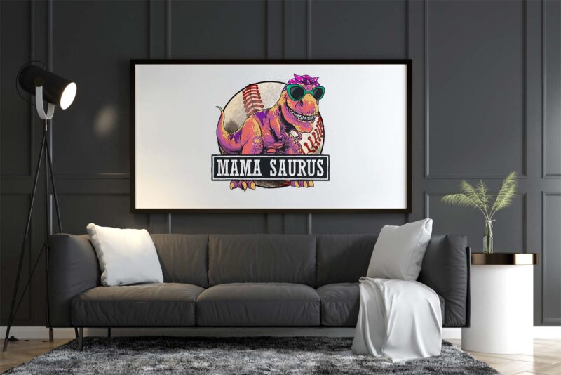 Softball Mama Saurus Tshirt Design