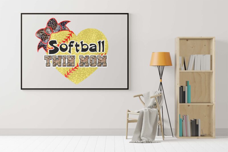 Softball Thin Mom Heart Tshirt Design