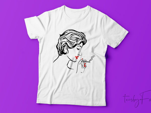 Smoking woman vector art ready to print design for sale