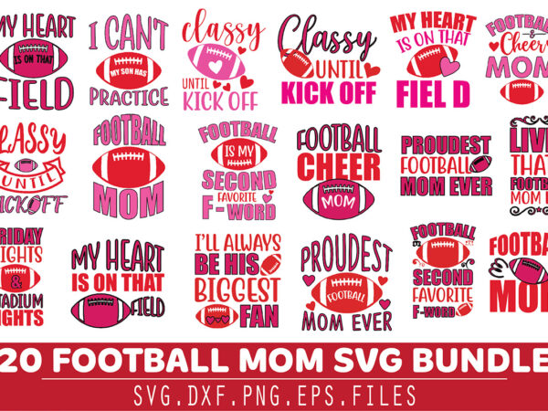 Football mom bundle t shirt graphic design