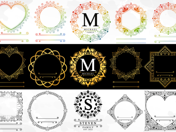 Monogram svg bundle, mandala sublimation bundle, split name monogram svg, png, pdf, png, ai, eps file t shirt designs for sale