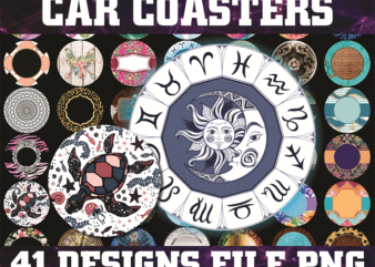 Combo 42 Designs Car Coaster Png Bundle, Coaster Bundle, Mockup Included, Sublimation Designs, Digital Download 797654977