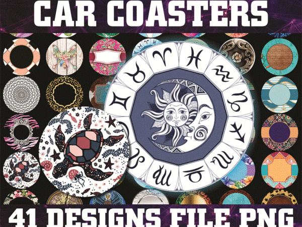 Combo 42 designs car coaster png bundle, coaster bundle, mockup included, sublimation designs, digital download 797654977