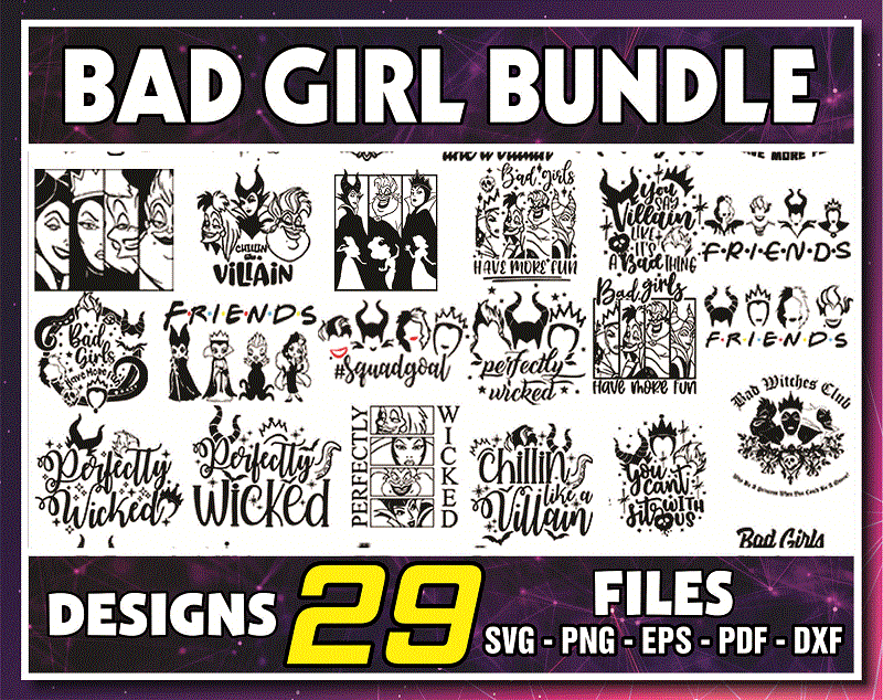 Bundle 29 Bad Girl Png, SVG, Cut file, Clipart, Cricut Cameo, Silhouette, Vector, Eps, Pdf, Dxf, Bad Girls Have More Fun, Instant Download 1036504369