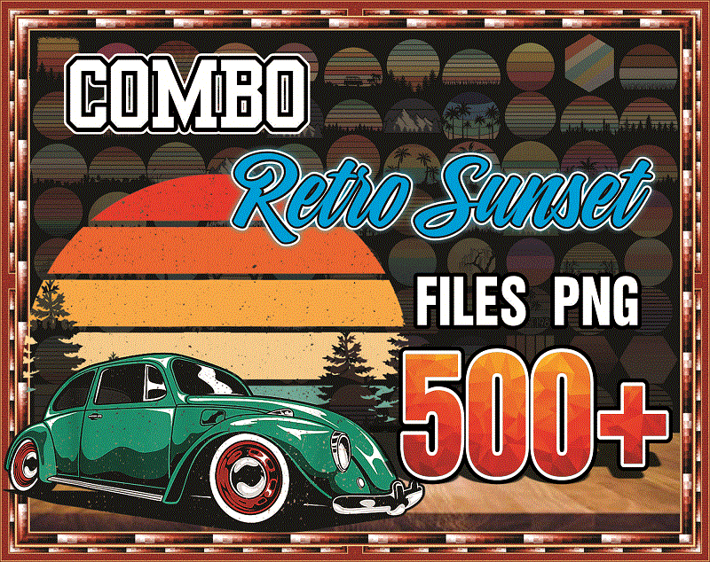Combo 500+ Retro Sunset PNG Bundle, Vintage Png, Retro Sunset Clipart, Sunset PNG, Retro Tropical Beach Png, Beach Palm Tree, Sunset sublimation, CB863942779