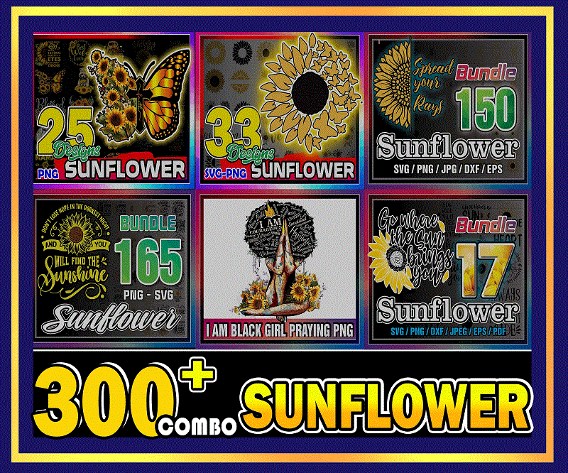 Combo 300+ Sunflower SVG/PNG Bundle, Sunflower Queen Png, Flower Lover Png, Sunflower Sticker, Sunflower monogram, Sunflower ClipArt-Quotes CB1003329087