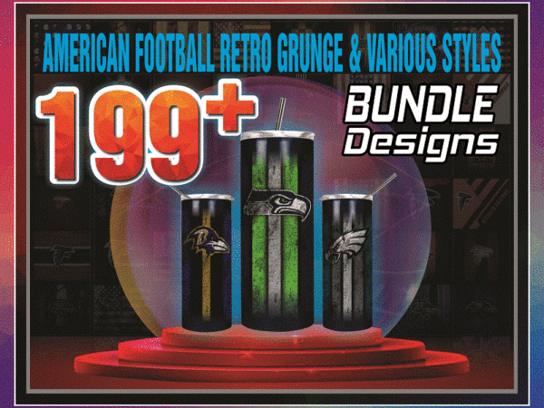 199 american football retro grunge & various styles tumbler designs 20oz skin 1001247386 ny straight bundle, bundle template for sublimation, full tumbler wrap, png digital download