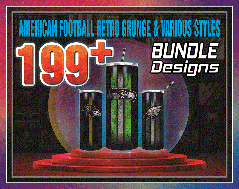 199 American football retro grunge & various styles Tumbler Designs 20oz Skin 1001247386 ny Straight Bundle, Bundle Template for Sublimation, Full Tumbler Wrap, PNG Digital Download