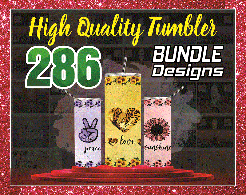 286 High Quality Tumbler Designs 20oz Skinny Straight Bundle, Bundle Template for Sublimation, Full Tumbler Wrap, PNG Digital Download 1001247386