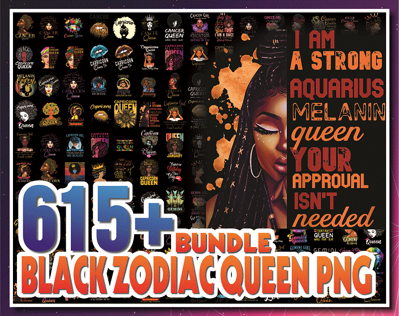 Combo 615+ Black Zodiac Queen PNG, 12 Zodiac Birthday Png Bundle, 12 Horoscope Symbols Png, Queens Are Born Png, Black Queen Zodiac WordArt 975729377