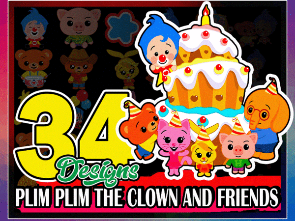 34 plim plim the clown and friends, images png, clipart, digital paper clown plim plim, transparent background, instant download 971509863