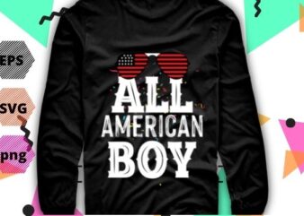 All american boy 4th of july independant day sun glass usa flag funny, saying, vector, T-shirt design svg, eps, png