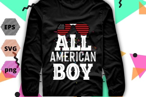 All american boy 4th of july independant day sun glass usa flag funny, saying, vector, t-shirt design svg, eps, png