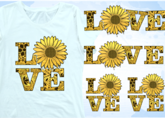Love With Sunflower Svg, funny Flowers sublimation Png Set, funny t shirt design