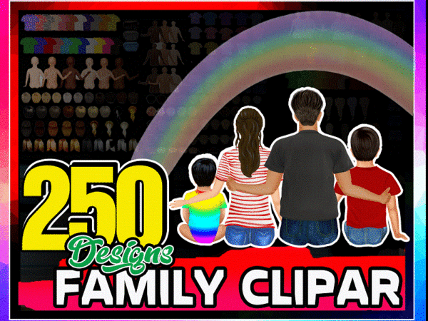 250+ family clipart, diy portrait, custom family portrait, sitting family, gift ideas, customizable, parents clipart, sublimation design 983454745