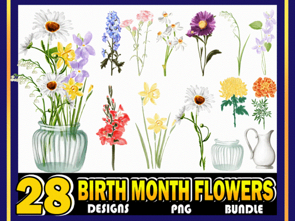 28 birth month flowers clipart, watercolor floral png , diy birth month flower print creator kit, flower graphic, botanical clipart, jpeg 985133644