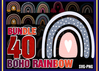 40 Boho Rainbow Designs, Rainbow Svg/Png, Hand Drawn Rainbow SVG, Pastel Rainbow, Rainbow Cricut Files, Rainbow Vector, Digital Download 991641010