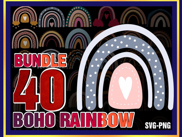 40 boho rainbow designs, rainbow svg/png, hand drawn rainbow svg, pastel rainbow, rainbow cricut files, rainbow vector, digital download 991641010