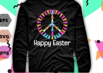 Easter Bunny rabbit Peace Sign Kids Easter Sunday Basket T-Shirt design svg, Easter Bunny rabbit Peace Sign png, Palm Sunday,