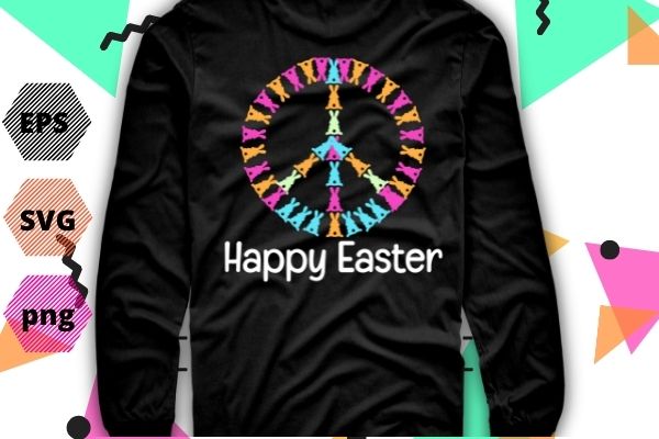 Easter bunny rabbit peace sign kids easter sunday basket t-shirt design svg, easter bunny rabbit peace sign png, palm sunday,