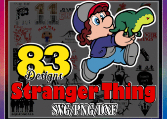 Bundle 83 Designs Stranger Things SVG, Stranger Things Labels, Alien png, dxf, svg, Demogorgon Svg, Cut FIles, Silhouette, Digital Download 1005025430