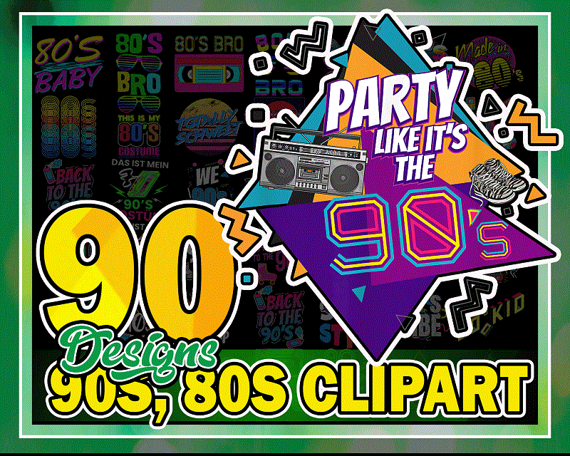 90 Designs 90s, 80s Clipart, Neon 80s Clipart, 1980, 1990 Retro, Neon, Digital Graphics, 80s Party, I Love 80s, Digital Download 1005923935