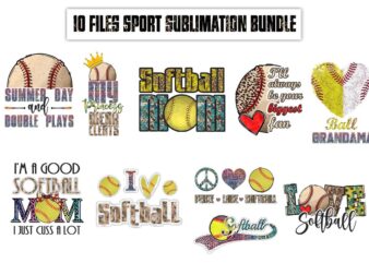 10 Files Sport Sublimation Bundle Diy Crafts, Sport Svg Files For Cricut, BaseBall Silhouette Files, Summer Day Cameo Htv Prints