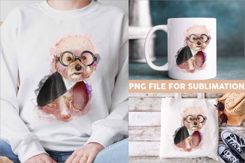 Funny dog watercolor sublimation bundle, dog illustration clipart bundle, dog bundle, dog t shirt designs png