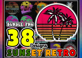 Bundle 38 Sunset Retro Png, Retro 1980s 1990s Png, Summer Holiday, Vintage Retro Sunrise Palm Trees Png, Adventure png, Vaporwave Palm Trees, Digital Download 996952859 t shirt template
