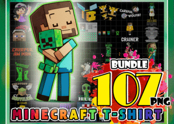 Combo 107 Designs Minecraft T-Shirt PNG Bundle, T Shirt Mug Bundle, Digital Download 1016399889