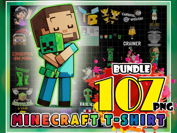 Combo 107 designs minecraft t-shirt png bundle, t shirt mug bundle, digital download 1016399889