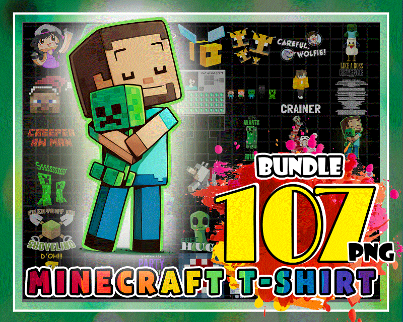 Combo 107 Designs Minecraft T-Shirt PNG Bundle, T Shirt Mug Bundle, Digital Download 1016399889