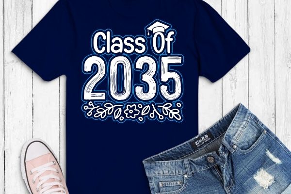 Class of 2035 kindergarten graduate preschool graduation boy gifts tee t-shirt design svg